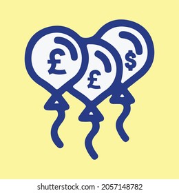 balloon icon with British Pound Currency or logo isolated sign symbol vector illustration - high quality black style vector icons 