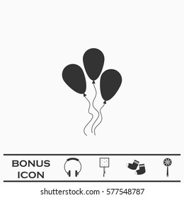 Balloon icon flat. Black pictogram on white background. Vector illustration symbol and bonus button