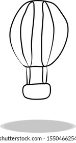 Balloon, icon, flat design, hand drawing. Illustration of aerostat, contour symbol black