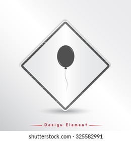 Balloon icon. Flat design style. Made in vector illustration. Emblem or label with shadow.