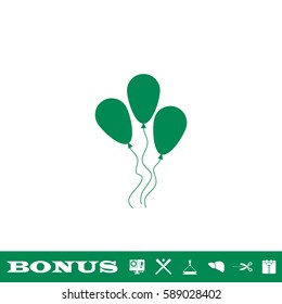 Balloon icon flat. Green pictogram on white background. Vector illustration symbol and bonus button