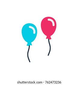 Balloon icon flat. Isolated symbol on shop topic with balloon icon, helium and decoration meaning vector illustration.