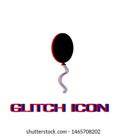 Balloon icon flat. Simple pictogram - Glitch effect. Vector illustration symbol