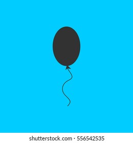 Balloon icon flat. Simple vector black pictogram on blue background