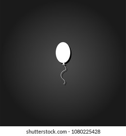 Balloon icon flat. Simple White pictogram on black background with shadow. Vector illustration symbol