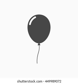 Balloon icon in flat style carnival happy surprise helium string. Air black vector balloon isolated on grey background.