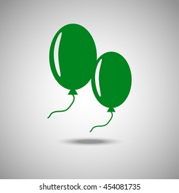 Balloon icon. Flat style.Grey background. Vector illustration.