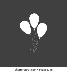 Balloon icon flat. Vector white illustration isolated on black background. Flat symbol