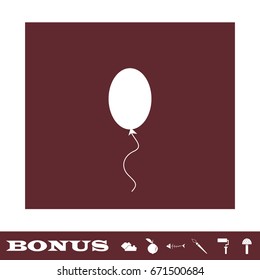 Balloon icon flat. White pictogram on brown background. Vector illustration symbol and bonus icons