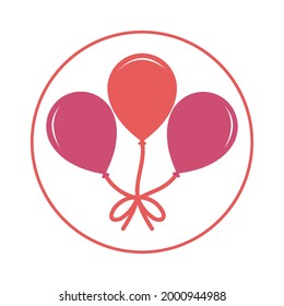 Balloon icon (fly, spring icon) Pink Vector illustration