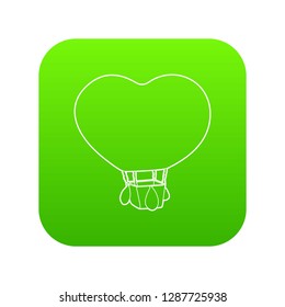 Balloon icon green vector isolated on white background