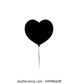Balloon icon, heart, flat design template, vector 