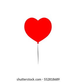 Balloon icon, heart, flat design template, vector illustration