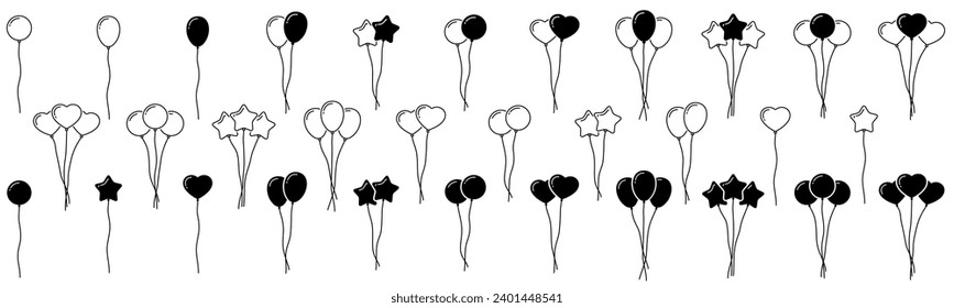 Balloon icon line, baloon sign. Celebration. Vector symbol logo illustration, line editable stroke. Transparent png