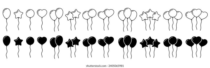 Balloon icon line, baloon sign. Celebration. Vector symbol logo illustration, line editable stroke. Transparent png