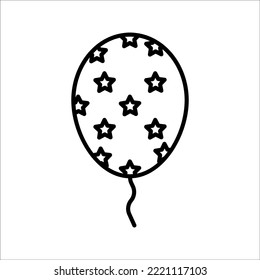 Ballonsymbol, Linie auf weißem Hintergrund. Geburtstag, neues Jahr, Geburtstag, Party, Urlaub. Silhouette von Bläschen mit schwarzen Konturen, Vektorgrafik.