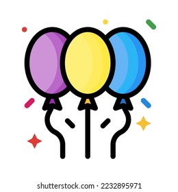 Balloon icon lineal color style vector