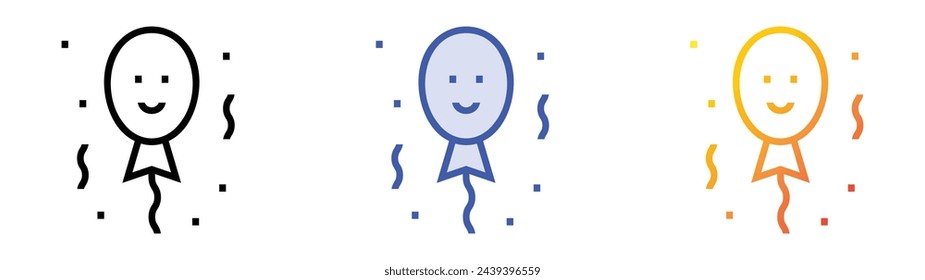 balloon icon. Linear, Blue Fill and Gradient Style Design Isolated On White Background