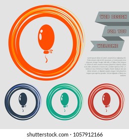 balloon Icon on the red, blue, green, orange buttons for your website and design with space text. Vector illustration