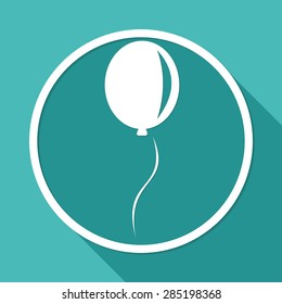 balloon icon on white circle with a long shadow