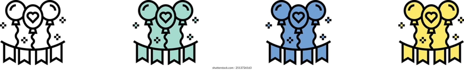 balloon icon. Outline, Green, Blue and Yellow Style Design Isolated On White Background