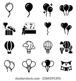 Balloon icon pack set vector 