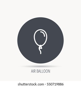 Balloon icon. Party decoration symbol. Inflatable object for celebration sign. Round web button with flat icon. Vector