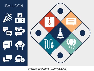  balloon icon set. 13 filled balloon icons. Simple modern icons about  - Party hat, Chat, Conversation, Balloons, Comments, Confetti, Toy