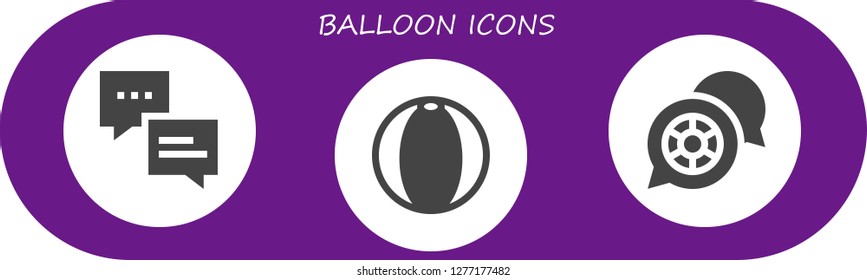  balloon icon set. 3 filled balloon icons. Simple modern icons about  - Chat, Beach ball