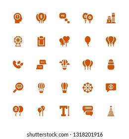 balloon icon set. Collection of 25 filled balloon icons included Party hat, Conversation, Text, Balloon, Ferris wheel, Hot air Toy, Balloons, Discussion, Heart