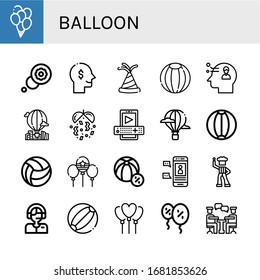 balloon icon set. Collection of Balloons, Thought, Thinking, Party hat, Beach ball, Hot air balloon, Confetti, Entertainment, Balloon, Chat, Disco, Commentator, Conversation icons