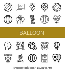 balloon icon set. Collection of Beach ball, Chat, Balloon, Balloons, Disco, Holidays, Thinking, Talk, Clown, Birthday, Entertainment, Hot air balloon icons