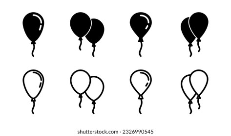 Balloon icon set illustration. Party balloon sign and symbol
