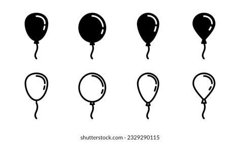 Balloon icon set illustration. Party balloon sign and symbol