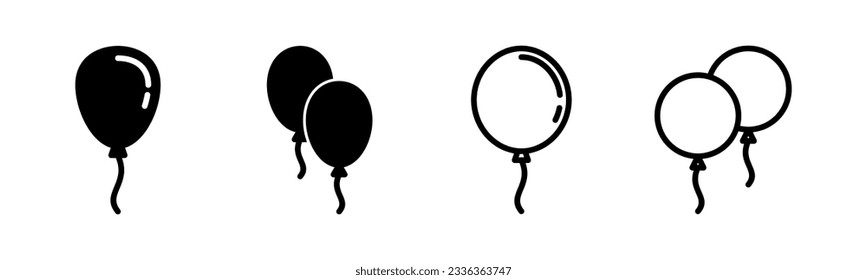 Balloon icon set illustration. Party balloon sign and symbol
