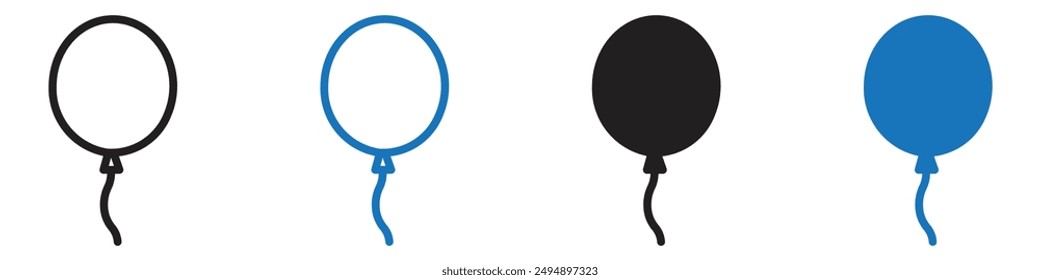 Balloon icon set illustration vector with thin stroke