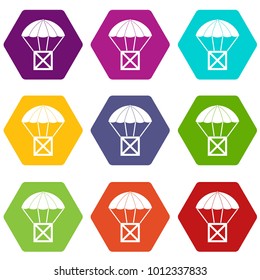 Balloon icon set many color hexahedron isolated on white vector illustration