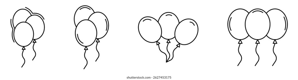 Balloon Icon Set. Party Icon Ballon Decoration birthday Vector. Symbol of Balloon. Vector illustration.