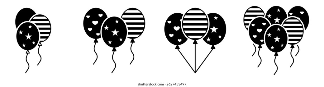 Balloon Icon Set. Party Icon Ballon Decoration birthday Vector. Symbol of Balloon.