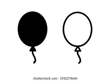 Balloon Icon Set. Party Balloon Icon Decoration Birthday Vector. Balloon Black Silhouette Icon