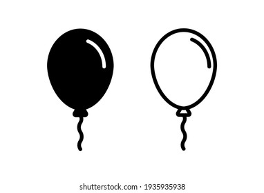 Balloon Icon Set. Party Balloon Icon Decoration Birthday Vector. Balloon Black Silhouette Icon