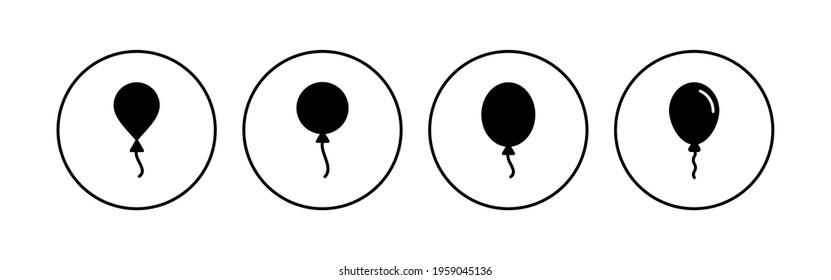 Balloon icon set. party balloon icon decoration birthday vector. Balloon black silhouette icon