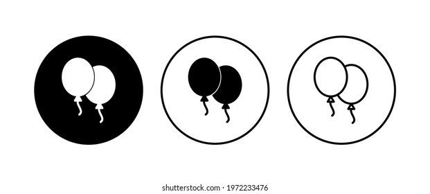 Balloon icon set. party balloon icon decoration birthday vector. Balloon black silhouette icon