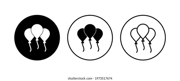 Balloon icon set. party balloon icon decoration birthday vector. Balloon black silhouette icon