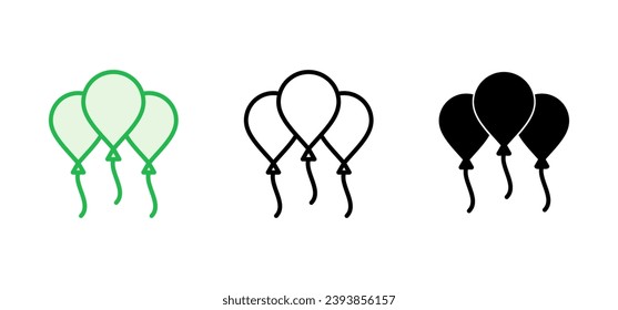 Balloon icon set. party balloon icon decoration birthday vector. Balloon black silhouette icon