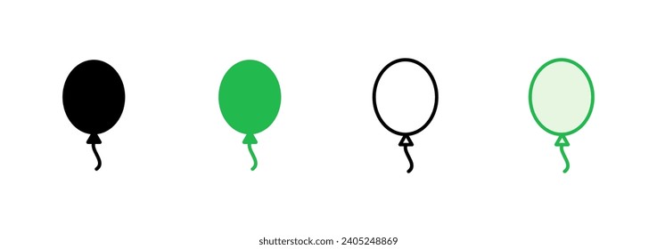 Balloon icon set. party balloon icon decoration birthday vector. Balloon black silhouette icon
