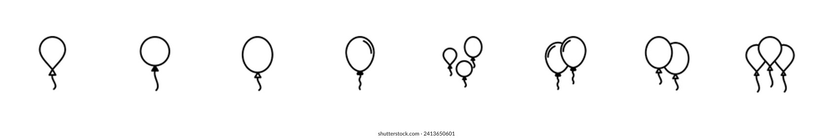 Balloon icon set. party balloon icon decoration birthday vector. Balloon black silhouette icon