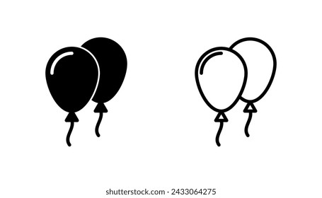 Balloon icon set. party balloon icon decoration birthday vector. Balloon black silhouette icon