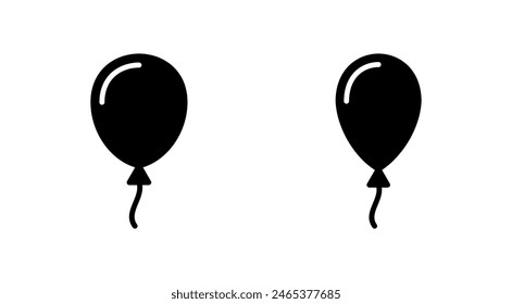 Balloon icon set. party balloon icon decoration birthday vector. Balloon black silhouette icon