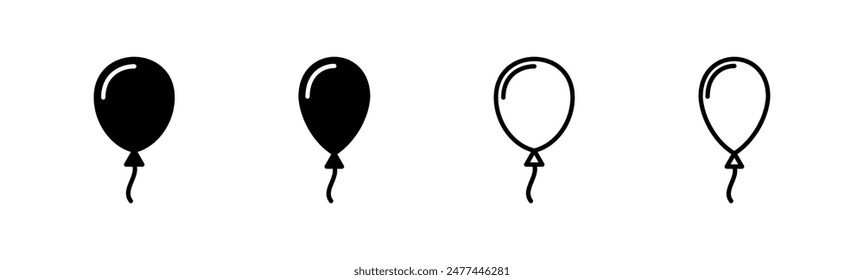 Balloon icon set. party balloon icon decoration birthday vector. Balloon black silhouette icon